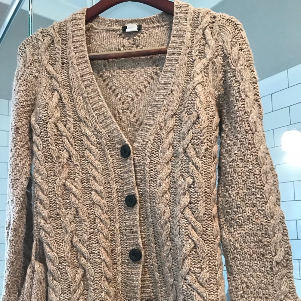 Tan/brown Jcrew M button up sweater